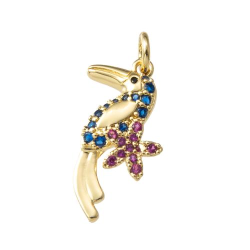 Cubique Pendentif en laiton zircon pavent, oiseau, Placage, bijoux de mode & pavé de micro zircon, plus de couleurs à choisir, protéger l'environnement, sans nickel, plomb et cadmium Vendu par PC