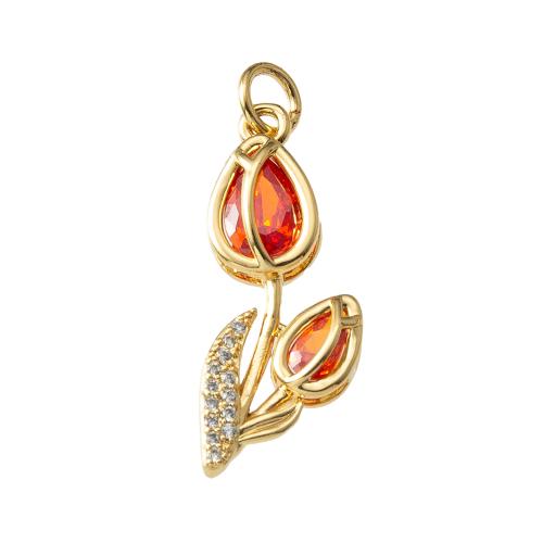 Cubique Pendentif en laiton zircon pavent, fleur, Placage, bijoux de mode & pavé de micro zircon, plus de couleurs à choisir, protéger l'environnement, sans nickel, plomb et cadmium Vendu par PC
