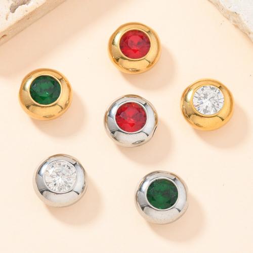 Pendentifs en acier inoxydable zircons cubiques, Acier inoxydable 304, Rond, Placage, DIY & pavé de micro zircon, plus de couleurs à choisir, Vendu par PC