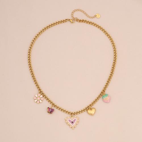 ステンレス鋼のジュエリーネックレス, 304ステンレススチール, とともに アクリル, メッキ, 異なるスタイルを選択 & 女性用 & エナメル, 金色, 売り手 パソコン