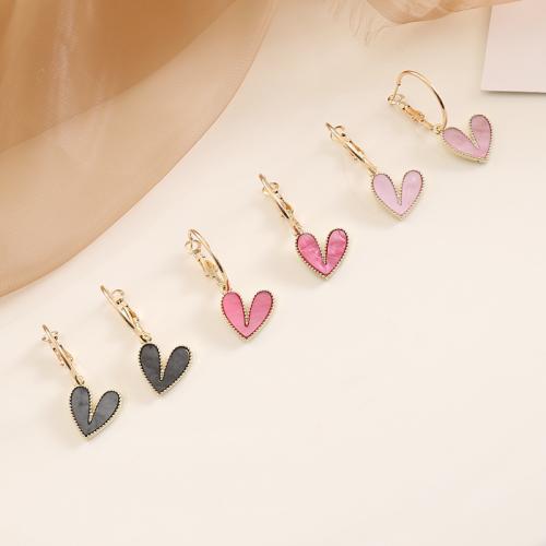 Zinc Alloy Drop Earring, with Acrylic, Heart, plated, fashion jewelry & for woman 