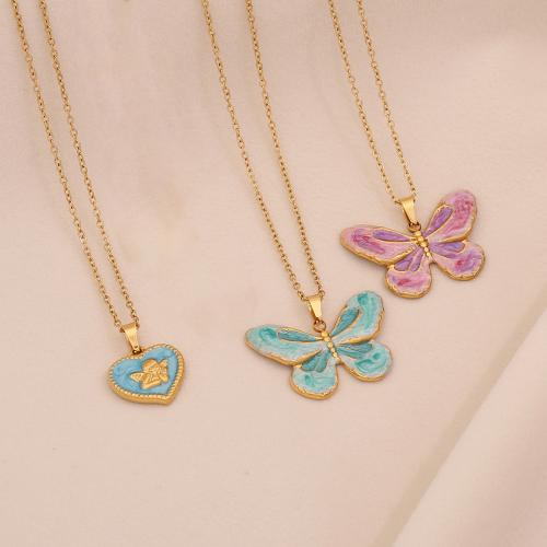 ステンレス鋼のジュエリーネックレス, 304ステンレススチール, メッキ, 異なるスタイルを選択 & 女性用 & エナメル, 無色, 売り手 パソコン