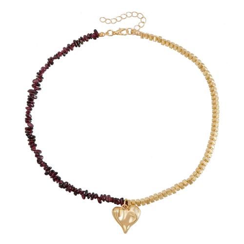 Zink Legierung Halskette, Zinklegierung, mit SteinKorn, plattiert, Modeschmuck & für Frau, goldfarben, verkauft von PC[