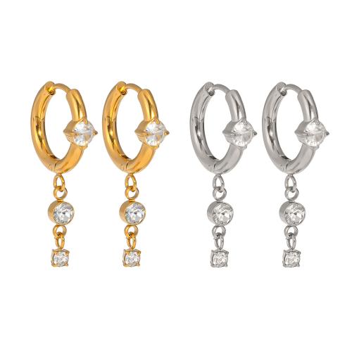 Acier inoxydable 304 boucle d'oreille en gland, Placage ionique sous vide, bijoux de mode & pour femme & avec strass, plus de couleurs à choisir, Vendu par paire