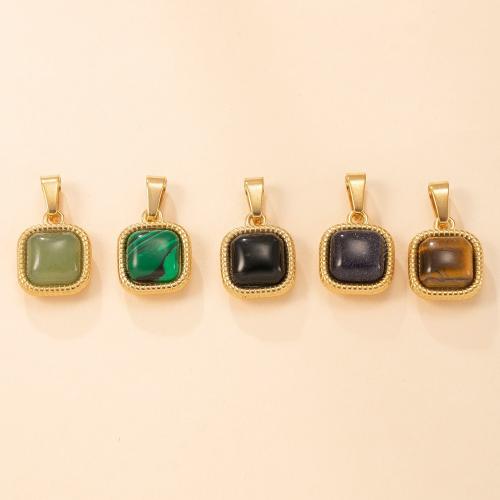 Pendentif bijoux de pierre gemme, Acier inoxydable 304, avec Pierre naturelle, cadre, Placage de couleur d'or, DIY, plus de couleurs à choisir, Vendu par PC