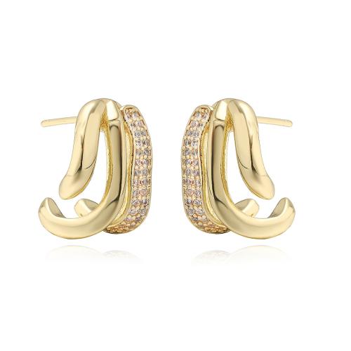 Boucles d'oreilles en laiton zircon cubique pavent, Placage, bijoux de mode & pavé de micro zircon, plus de couleurs à choisir, Vendu par PC[