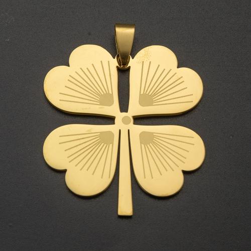 Pendentif Feuille en acier inoxydable, Acier inoxydable 304, Trèfle à quatre feuilles, Placage de couleur d'or, DIY, doré Vendu par PC