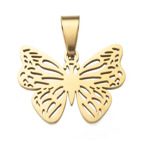 Pendentifs d'animaux en acier inoxydable , Acier inoxydable 304, papillon, Placage, DIY, plus de couleurs à choisir Vendu par PC