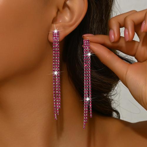 alliage de zinc boucle d'oreille en gland, Placage, bijoux de mode & pour femme & avec strass, plus de couleurs à choisir Vendu par paire