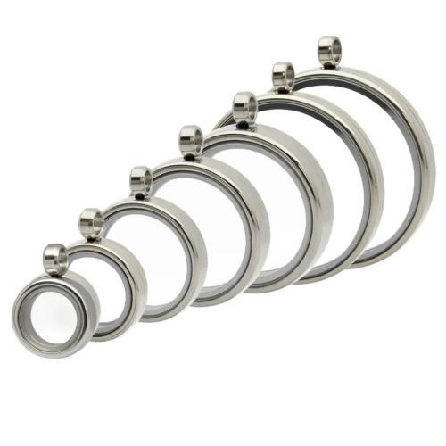 Pendentifs en acier inoxydable, Acier inoxydable 304, avec verre, Rond, peut s’ouvrir et mettre dans quelque chose & DIY & normes différentes pour le choix, plus de couleurs à choisir, Vendu par PC