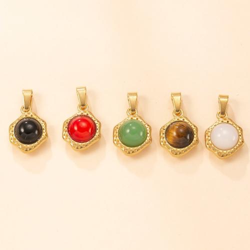 Pendentif bijoux de pierre gemme, Acier inoxydable 304, avec Pierre naturelle, Plaqué or 18K, DIY & différents matériaux pour le choix, plus de couleurs à choisir, Vendu par PC