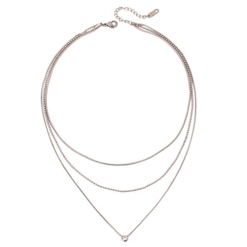 Edelstahl Schmuck Halskette, 304 Edelstahl, plattiert, drei Schichten & für Frau & mit Strass, keine, verkauft von PC