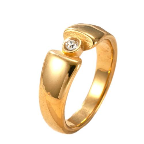 Bague en acier inoxydable , Acier inoxydable 304, Placage, unisexe & normes différentes pour le choix & avec strass, doré, Vendu par PC