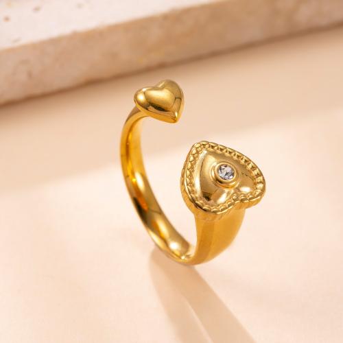 Bague en acier inoxydable , Acier inoxydable 304, Plaqué or 18K, styles différents pour le choix & pour femme & avec strass, Vendu par PC