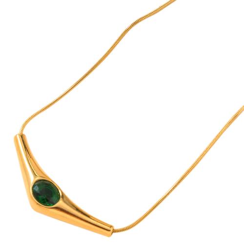 Colliers de pierres précieuses, Acier inoxydable 304, avec pierre gemme, Placage de couleur d'or, bijoux de mode & unisexe, plus de couleurs à choisir cm, Vendu par PC