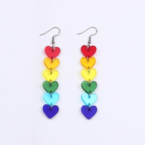 Boucle d'oreille de goutte acrylique, laiton, avec Acrylique, impression, bijoux de mode & pour femme, plus de couleurs à choisir, Vendu par paire