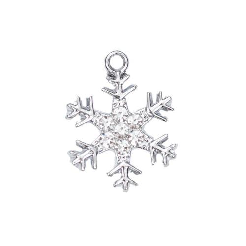 Zinc Alloy Christmas Pendants, Snowflake, plated, DIY & with rhinestone 
