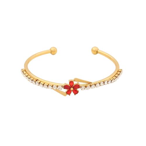 304 Stainless Steel Cuff Bangle, with Cubic Zirconia, plated, fashion jewelry & for woman 