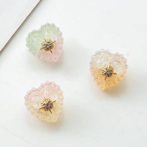décoration Résine , avec laiton, coeur, DIY & avec strass, plus de couleurs à choisir Vendu par PC