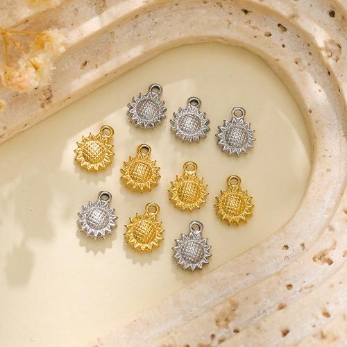 Stainless Steel Flower Pendant, 304 Stainless Steel, Sunflower, plated, DIY 
