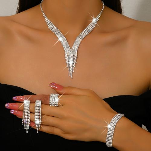 Zinklegierung Mode Schmuckset, plattiert, verschiedene Stile für Wahl & für Frau & mit Strass, verkauft von setzen