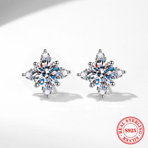 Argent sterling 925 boucle d oreille dormeuse, Huit Étoile, Plaqué de platine, styles différents pour le choix & pour femme, Vendu par paire[