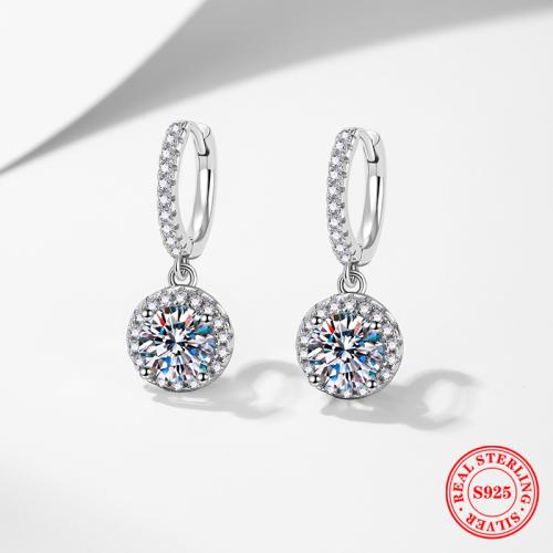 925 пробы На английском замке Хооп серьги падения, покрытый платиной, различные материалы для выбора & инкрустированное микро кубического циркония & Женский, 22mm, продается Пара