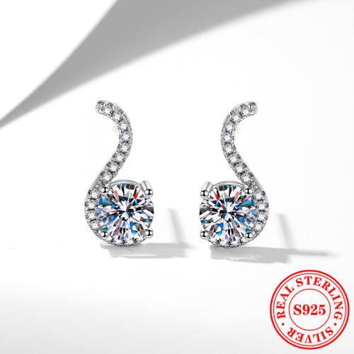 925 пробы Сережка-гвоздик, покрытый платиной, различные материалы для выбора & инкрустированное микро кубического циркония & Женский, продается Пара