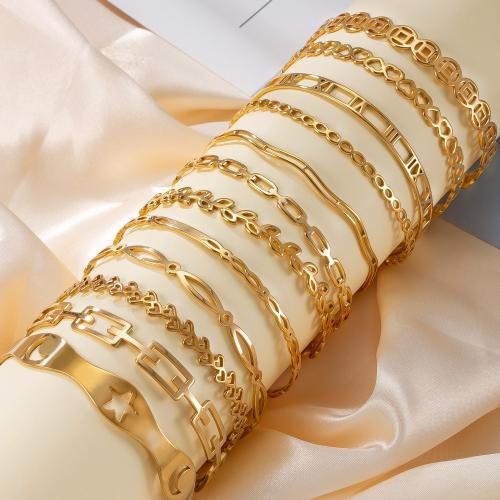 Bracelet en acier inoxydable, Acier inoxydable 304, Plaqué or 18K, styles différents pour le choix & pour femme & creux, Vendu par PC[