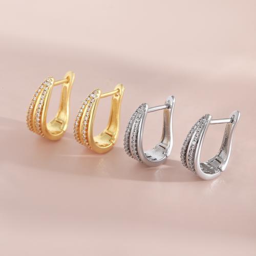 Cubic Zircon Brass Earring, plated, fashion jewelry & micro pave cubic zirconia & for woman 