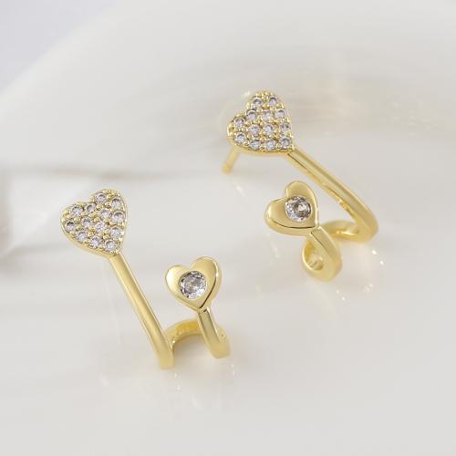 Befestiger Zirkonia Messing Ohrring, goldfarben plattiert, Modeschmuck & Micro pave Zirkonia & für Frau, verkauft von Paar