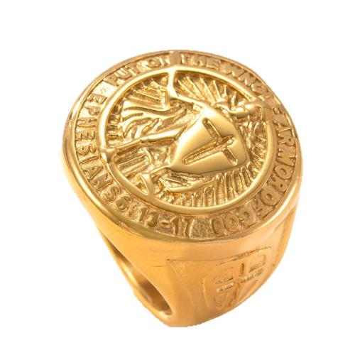 Bague en acier inoxydable, Acier inoxydable 304, Placage, bijoux de mode & normes différentes pour le choix & pour homme, doré, Vendu par PC