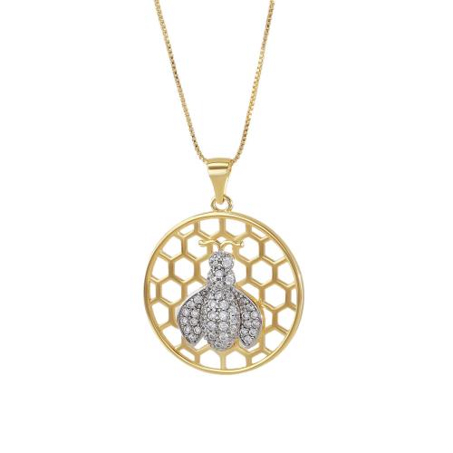 Collier en laiton cubique Zircon Micro Pave, Placage de couleur d'or, styles différents pour le choix & pavé de micro zircon & pour femme & creux, Vendu par PC