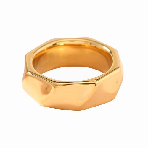 Bague en acier inoxydable, Acier inoxydable 304, Plaqué or 18K, bijoux de mode & unisexe Vendu par PC