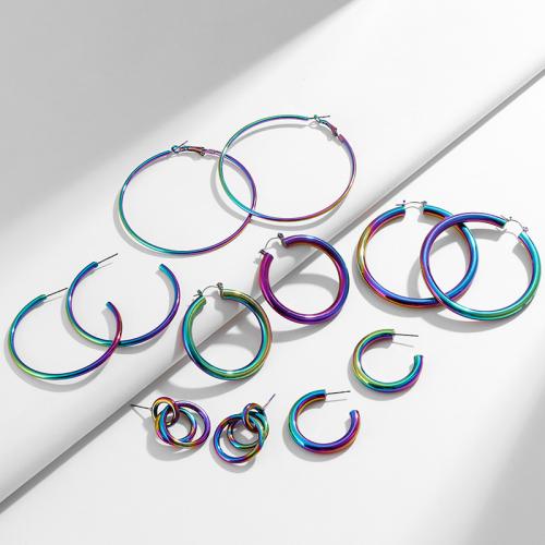 clou d'oreille en alliage zinc, alliage de zinc, Placage, bijoux de mode & styles différents pour le choix & pour femme, multicolore, Vendu par paire