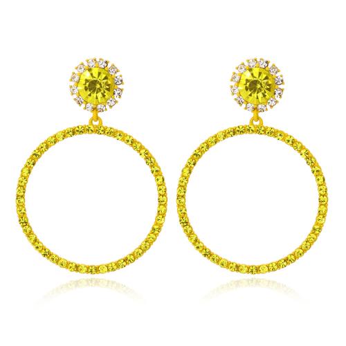 Zinc Alloy Drop Earring, Round, painted, for woman & with rhinestone & hollow 