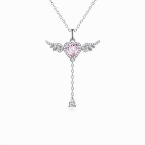 Rhinestone Zinc Alloy Necklace, with Titanium Steel, with 5cm extender chain, plated, fashion jewelry & for woman & with rhinestone Approx 40 cm 