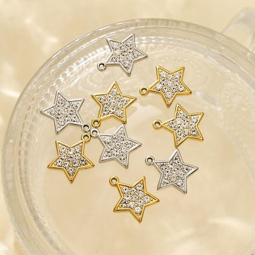 Stainless Steel Star Pendant, 304 Stainless Steel, plated, DIY & with rhinestone 
