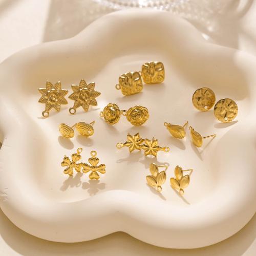Stainless Steel Earring Stud Component, 304 Stainless Steel, gold color plated, DIY, golden 