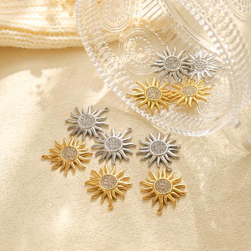 Rhinestone Stainless Steel Pendants, 304 Stainless Steel, Flower, plated, DIY & with rhinestone 