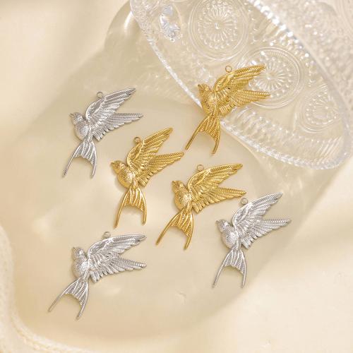 Pendentifs d'animaux en acier inoxydable , Acier inoxydable 304, oiseau, Placage, DIY, plus de couleurs à choisir Vendu par sac