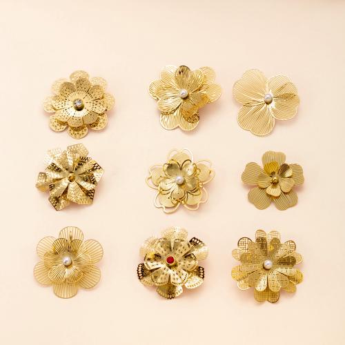 Stainless Steel Flower Pendant, 304 Stainless Steel, 18K gold plated, DIY & hollow 