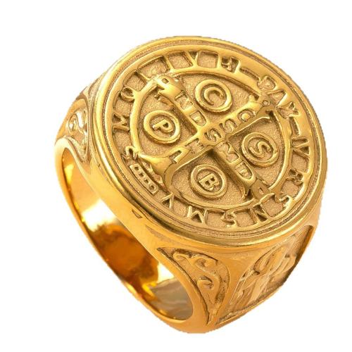 Bague en acier inoxydable, Acier inoxydable 304, Placage, bijoux de mode & normes différentes pour le choix & pour homme, doré, Vendu par PC