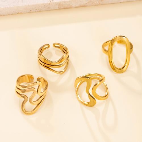 Bague en acier inoxydable, Acier inoxydable 304, Plaqué or 18K, styles différents pour le choix & pour femme & creux, Vendu par PC