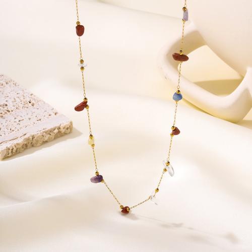 Parures de bijoux en acier inoxydable, Acier inoxydable 304, avec pierre gemme, Placage de couleur d'or, bijoux de mode & styles différents pour le choix & pour femme, multicolore, Necklace :45cm;Bracelet :16cm., Vendu par PC