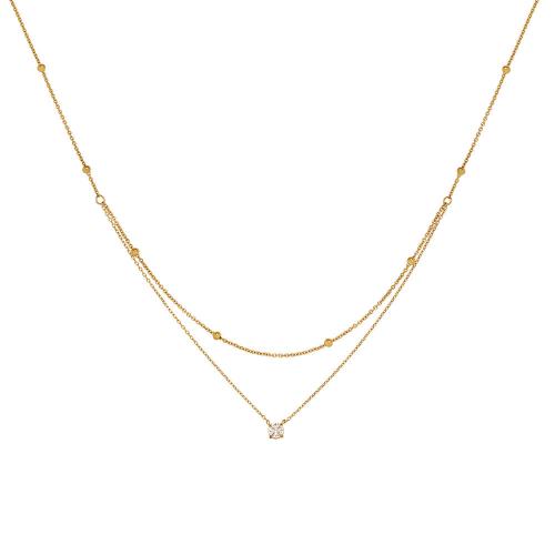 ステンレス鋼のジュエリーネックレス, 304ステンレススチール, メッキ, ダブルレイヤー & 女性用 & ライン石のある, 金色, 長さ:約 41-50 センチ, 売り手 パソコン