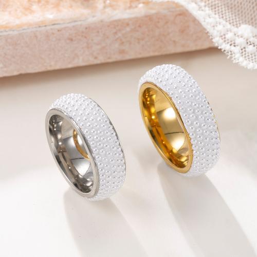 Edelstahl Fingerring, 304 Edelstahl, mit Kunststoff Perlen, plattiert, Modeschmuck & verschiedene Größen vorhanden & für Frau, keine, verkauft von PC