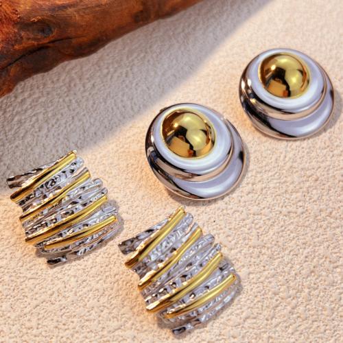 Boucle en acier inoxydable, Acier inoxydable 304, Placage, styles différents pour le choix & pour femme & deux tons, Vendu par paire