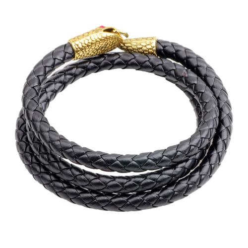 PU Leather Cord Bracelets, Zinc Alloy, with PU Leather, plated, three layers & fashion jewelry & for man 