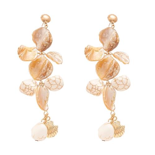 亜鉛合金 ドロップイヤリング, とともに 貝, ハンドメイド, ファッションジュエリー & 女性用, コーヒーカラー, 売り手 ペア[